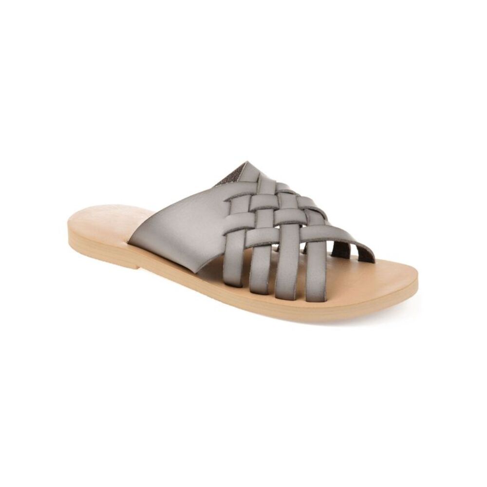 JOURNEE COLLECTION Womens Gray Basket Mule Danni Dress Slide Sandals 7.5